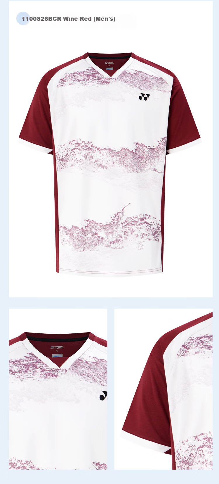 YONEX Badminton Couple's Sweat-Absorbing Quick-Dry Competition Sports Short Sleeve T-Shirt 2100826BCR Wine Red XXO 8