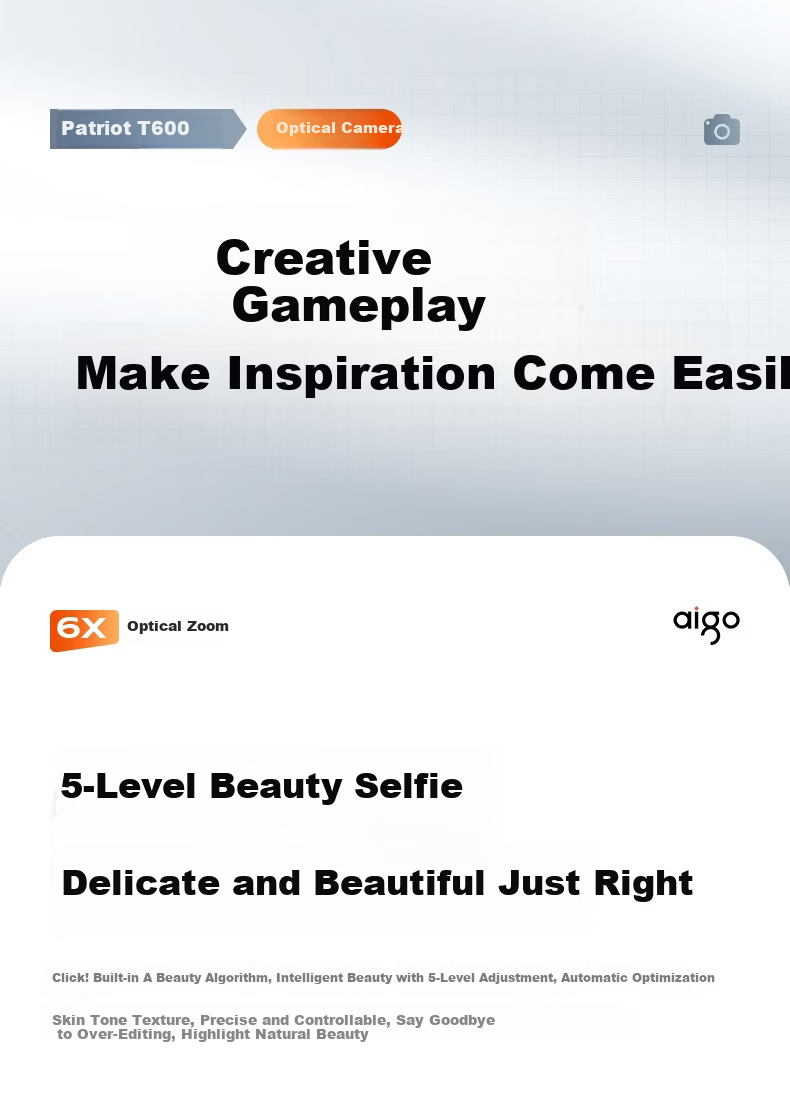 Aigo T600 Optical Zoom Retractable Lens Dual Camera Selfie Student Digital Camera Gift for Girls, Entry-Level Mirrorless Vlog Campus Alternative CCD, Silver White Color, 32GB 13