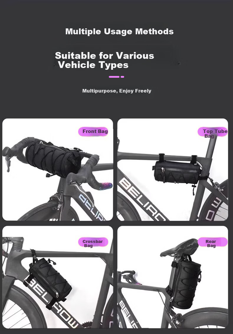 40K Bicycle Frame Bag Front Tube Bag Road Bike Handlebar Bag Mountain Bike Waterproof Multifunctional Cycling Storage Portable Green 2