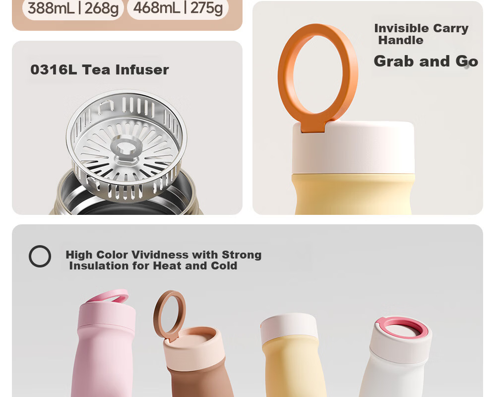 FUGUANG 316L Stainless Steel Insulated Cup Cute Mini Portable Pocket Tea Bottle for Students and Women 4