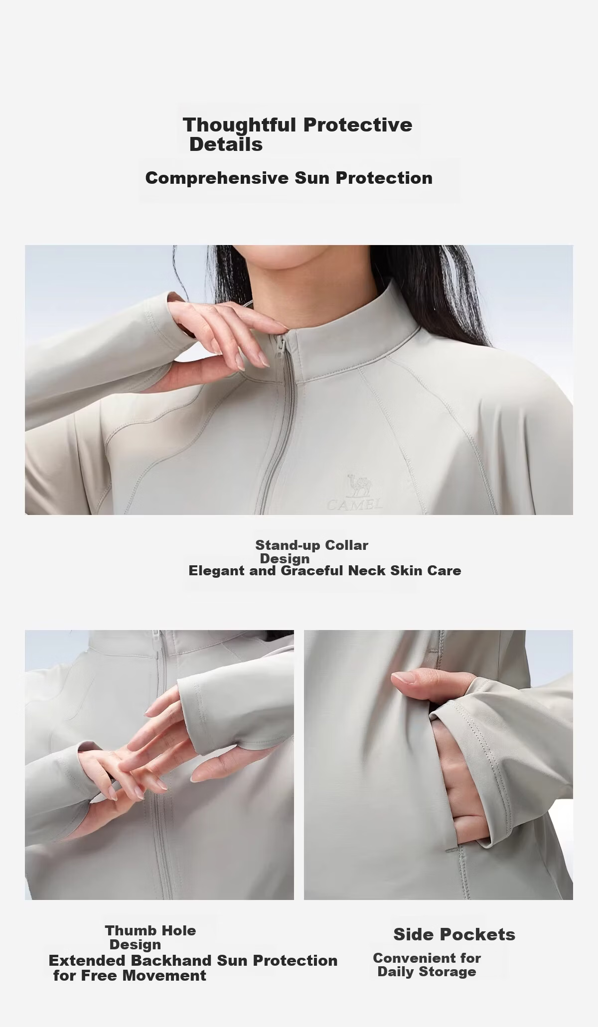 CAMEL Outdoor Women's Short Slim Breathable Cooling Sunscreen Jacket 2026 Spring Summer New 1167 13