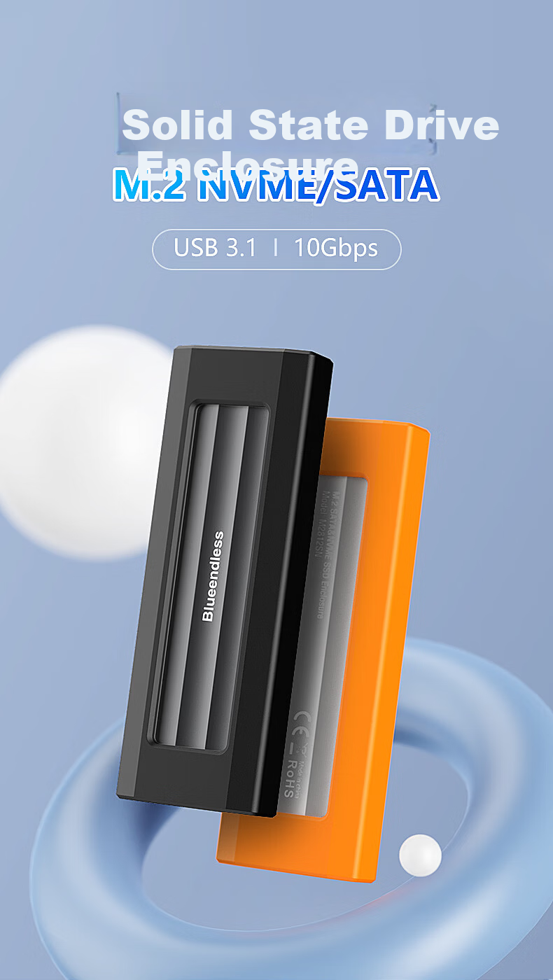 BLUEENDLESS Lanshuo SSD Solid State Drive Storage Box Waterproof Dustproof with Built-in Sponge Pad for 4 Drives Compatible with 2230 to 2280 SSDs Blue Single Box 1