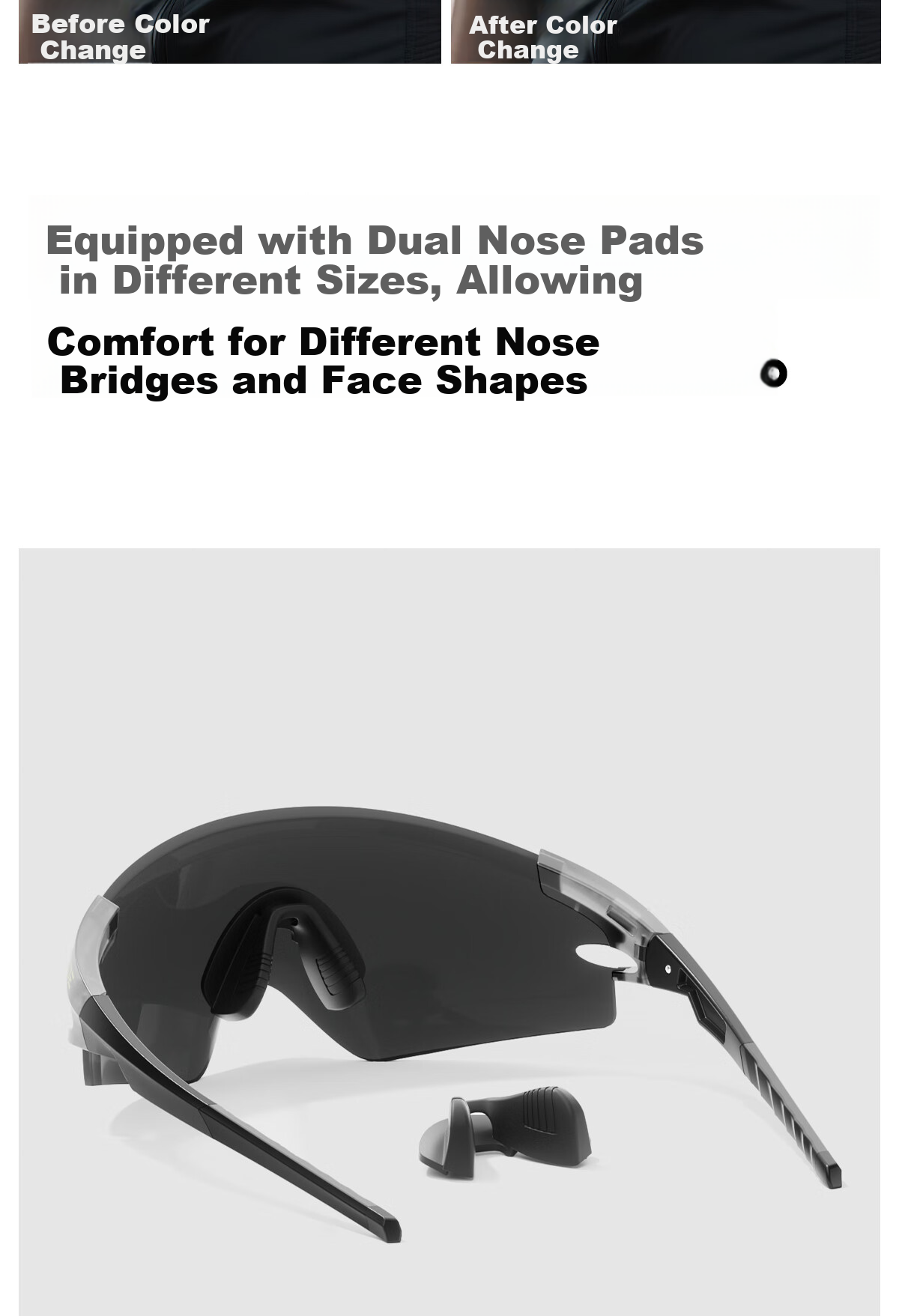 KAPVOE Eagle Wing Cycling Photochromic Outdoor Sports Windproof UV Protection Goggles 8