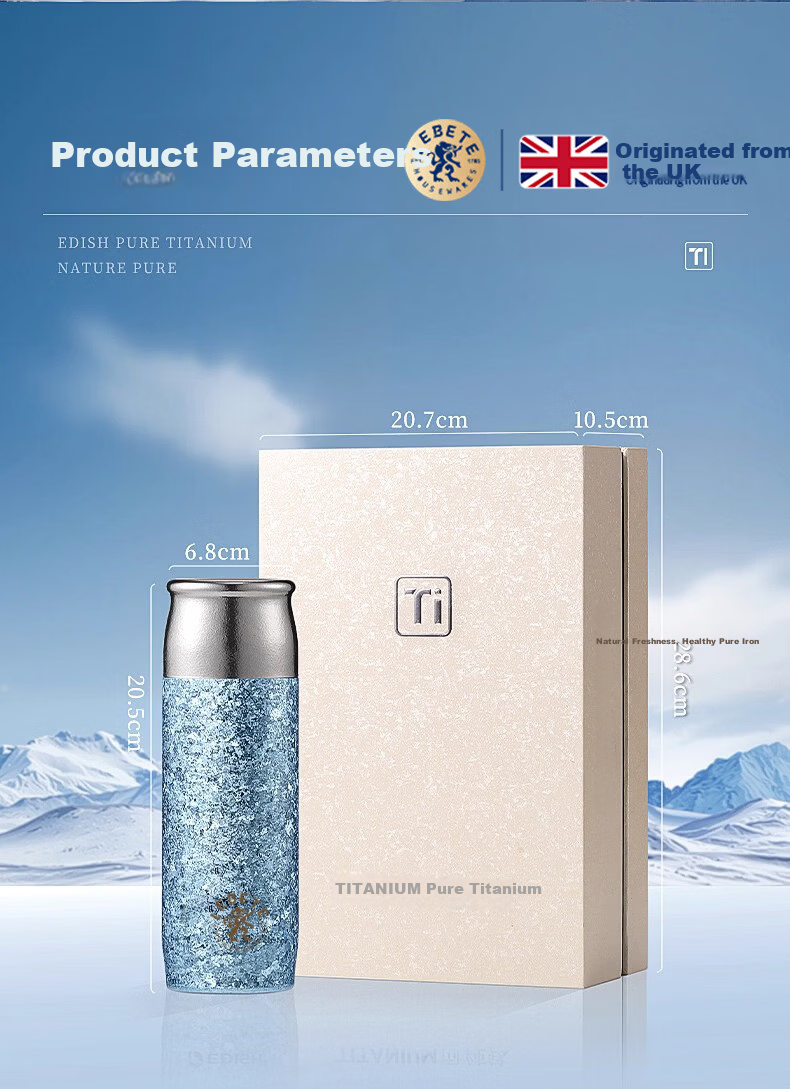Lebete Pure Titanium Insulated Water Bottle for Men And Women, Stylish Portable Straw Coffee Cup Gift Box Set, Peach Pink 500ML 12