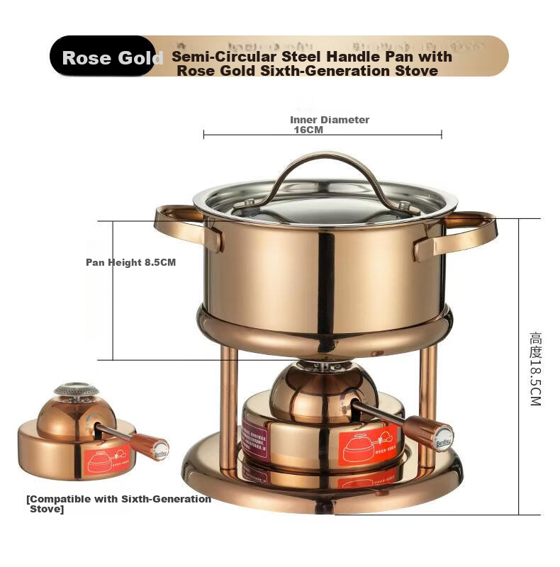 VNASH 304 Stainless Steel Single-Person Small Hot Pot Gas Stove Adjustable Moonlight Silver Glass Hot Pot Cooker 11