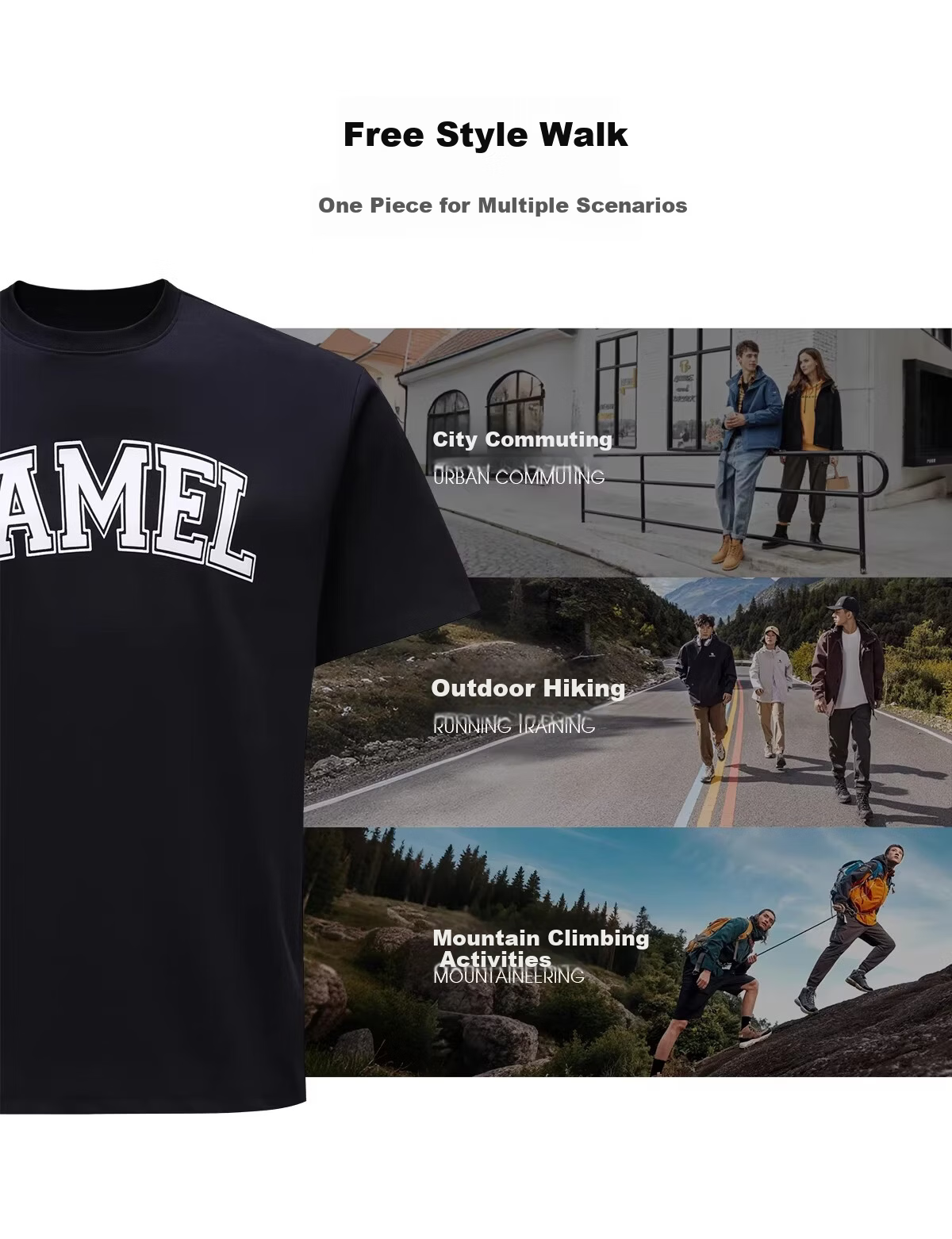 CAMEL Outdoor Quick-Dry T-Shirt Unisex Spring Summer 2026 Breathable Moisture-Wicking Stretch Cotton Hiking Mountaineering Sports Top 9098 7