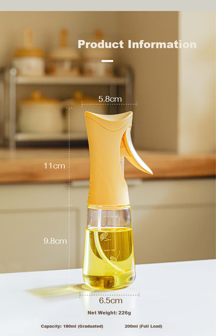 Shuke Spray Oil Bottle High Borosilicate Glass Mist Sprayer Household Food-Grade Kitchen Oil Dispenser 14