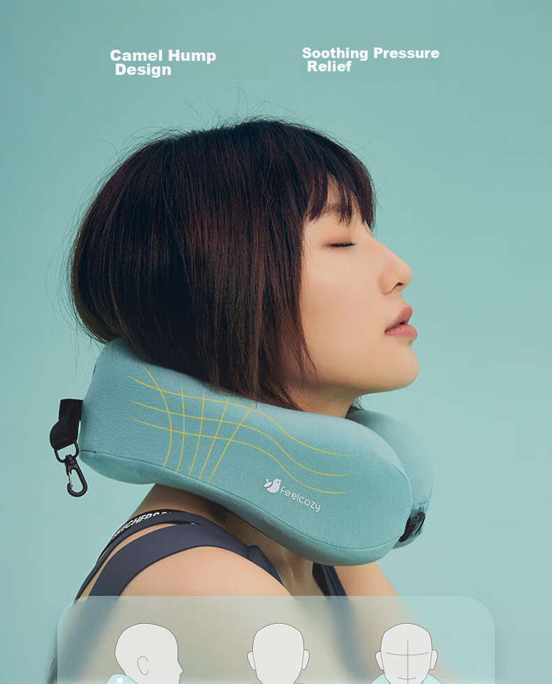 Jueqingsong U-Shaped Pillow, Airplane Neck Pillow, Travel Pillow, Memory Foam Office Pillow, Snail Portable Neck Pillow, Space Gray 3