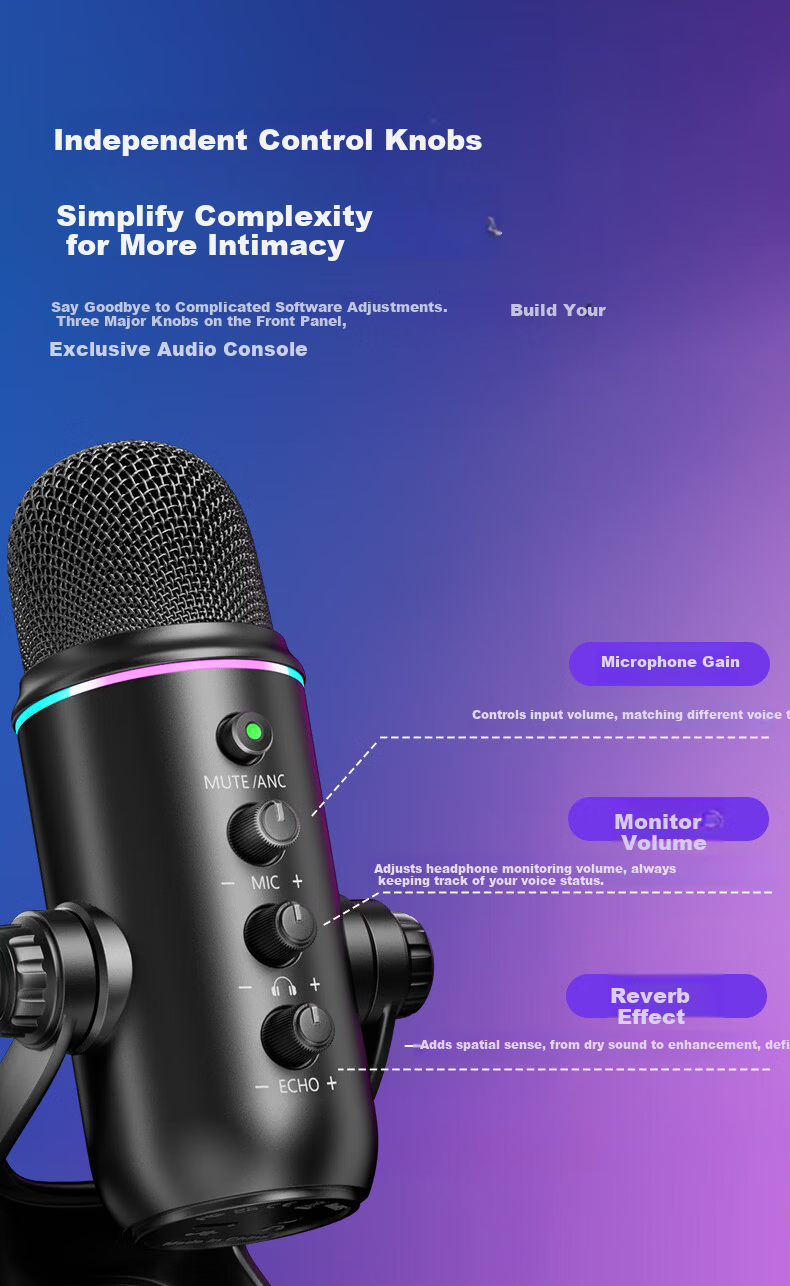 Good Shepherd USB Desktop Microphone Gaming Live Streaming Condenser Microphone for PC Mobile Karaoke Voiceover Noise-Canceling Recording Mic 7