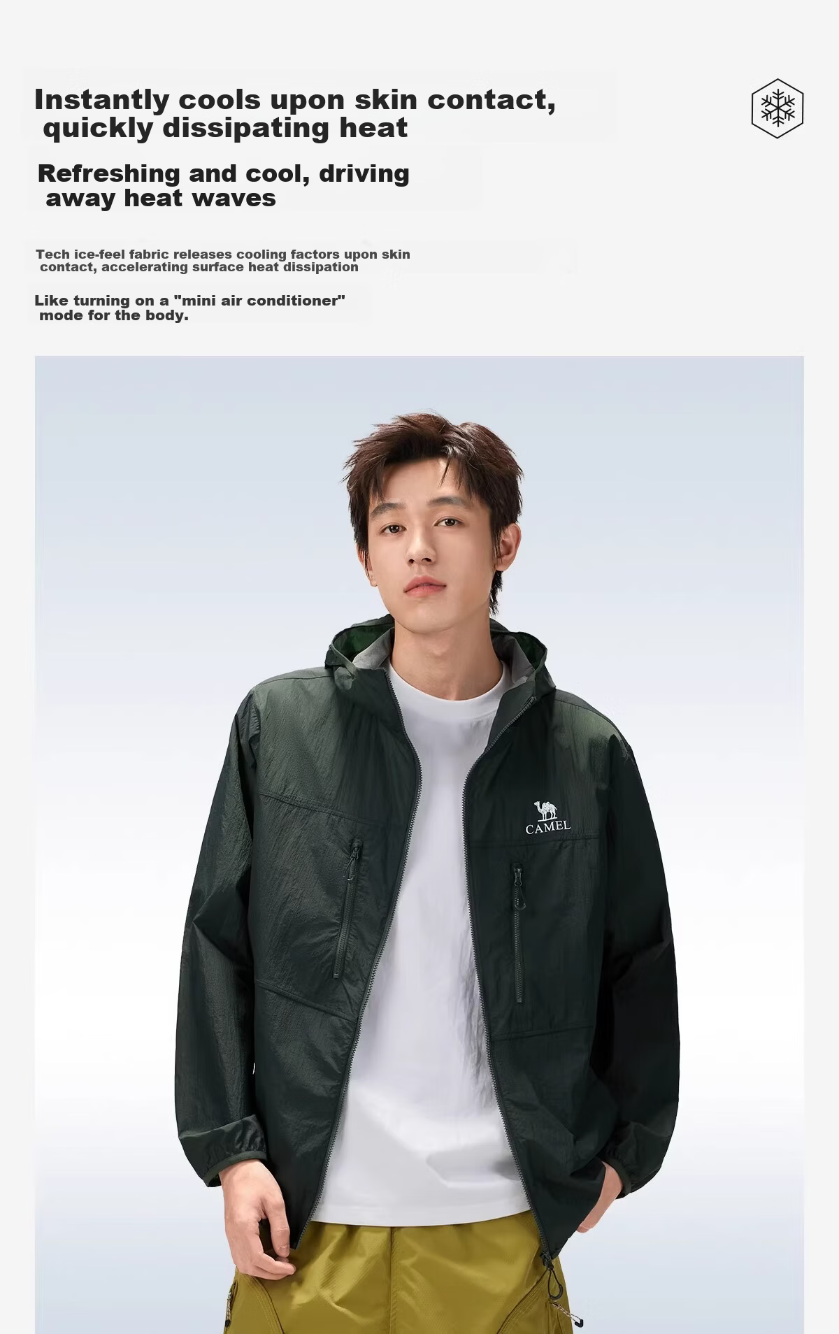 CAMEL Outdoor Sun Protection Jacket 2026 Spring Summer New Men's Breathable UV Protection Water-Repellent Sports Coat O018 6