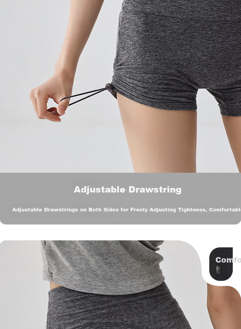 Xueqiman Women's Sports Biker Shorts Summer Fitness High-Waist Butt-Lifting Breathable Quick-Dry Yoga Shorts with Drawstring 3