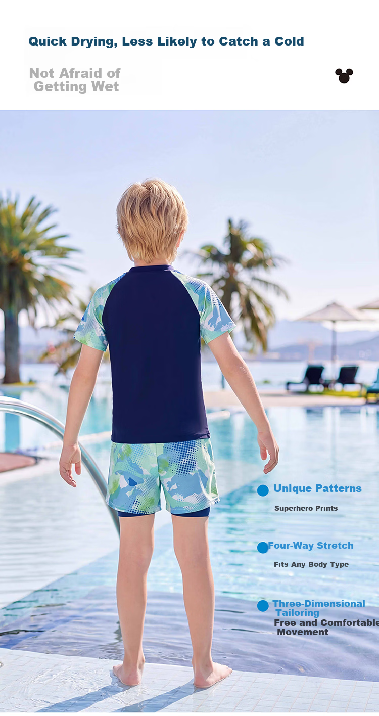 Disney Boys Two-Piece Swimsuit Youth Sun Protection Children's Swimwear D36113S2I Navy Blue Size 130 4
