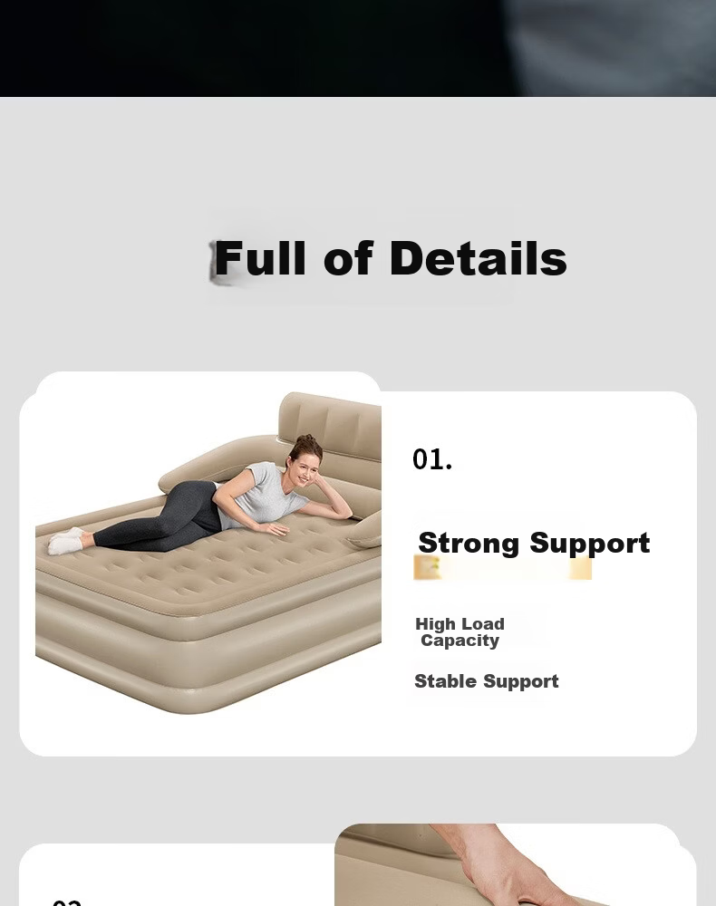Bestway Xingqi Self-Inflating Air Mattress with Built-in Pump Single Elevated Backrest Outdoor Camping Home Floor Sleeping Pad 671DP 8