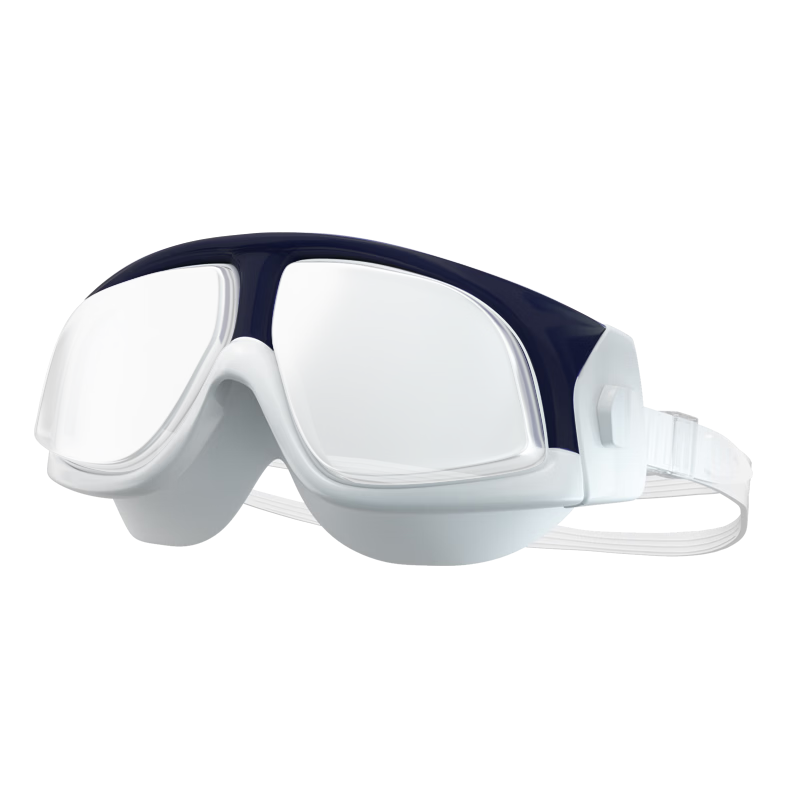 BALNEAIRE Fashion Large Frame Myopia Swimming Goggles, High-Definition Anti-Fog Swimwear for Vacation Equipment, YJ010 Deep Sea Blue [Transparent]