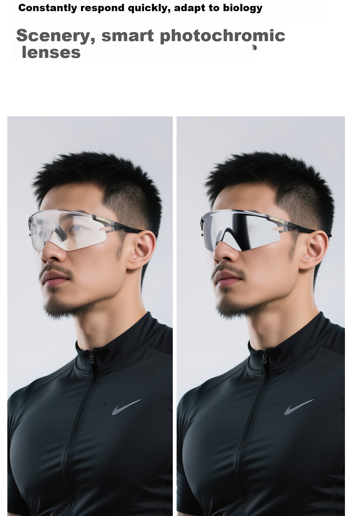 KAPVOE Eagle Wing Cycling Photochromic Outdoor Sports Windproof UV Protection Goggles 7