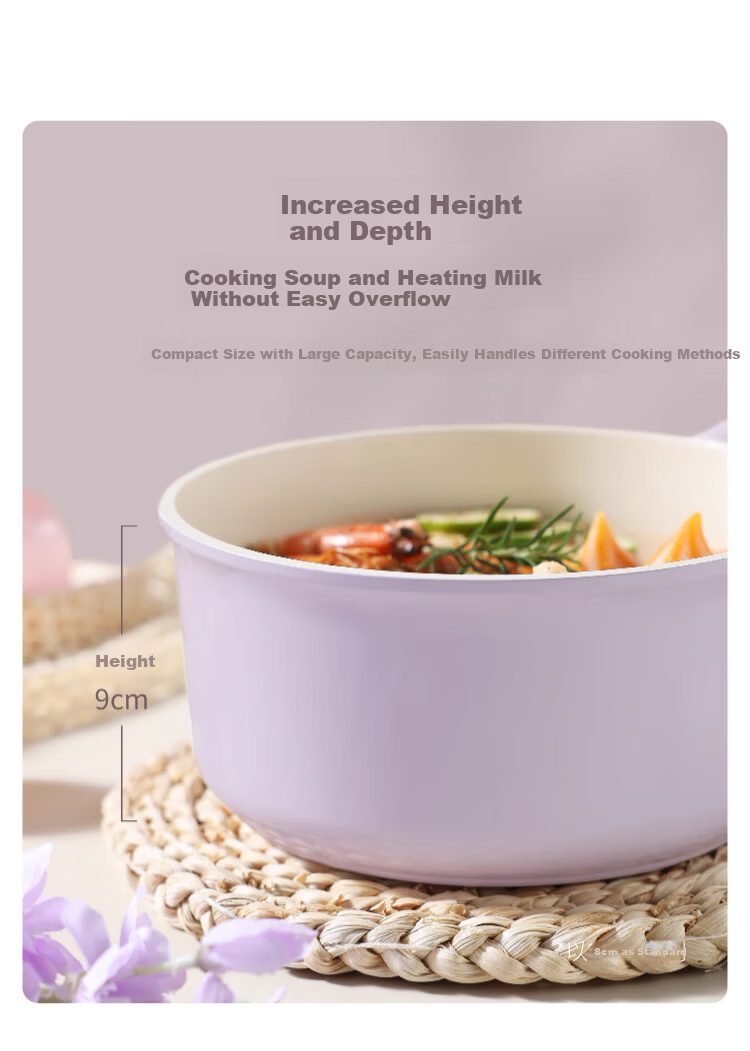 Carrot Baby Food Steamer and Cooker Pot 18cm Titanium Ceramic Non-Stick Small Soup Pot for Home and Instant Noodles 8
