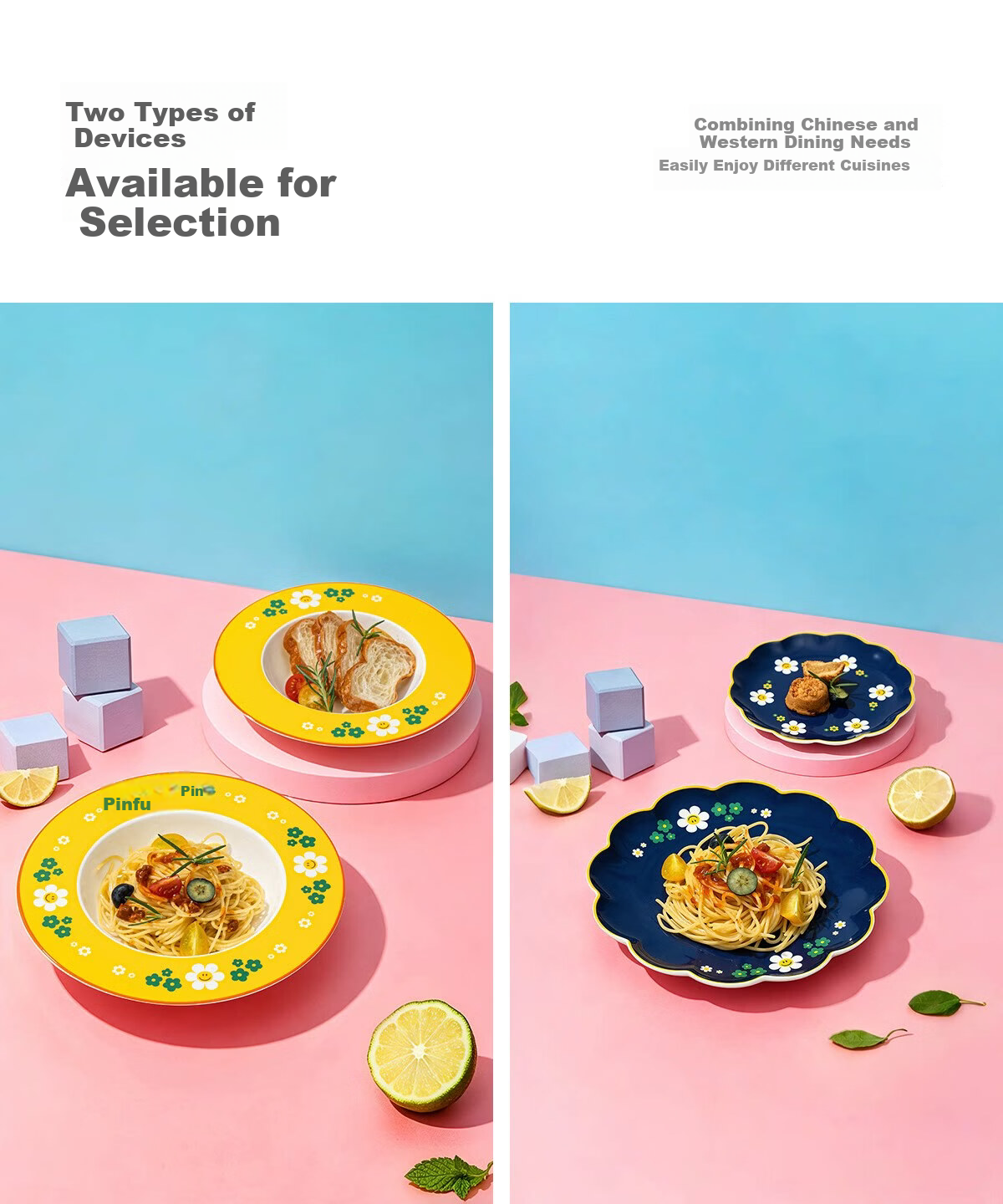 GLASSLOCK & wigglewiggle Co-branded Bone China Cartoon Edge High-Value Microwave and Oven Safe Dinner Plate Gift Box Set 6