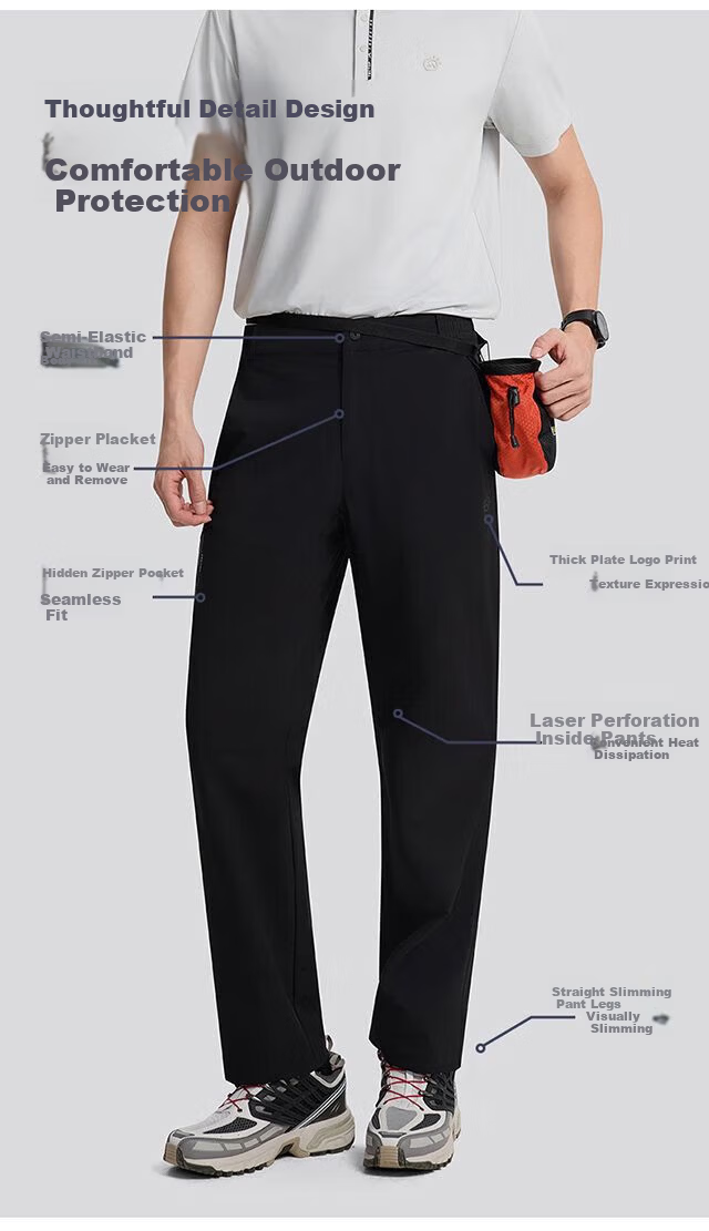 TECTOP Men's Outdoor Hiking Sports Casual Pants Aurora Gray Mountain Style Breathable 3XL 8
