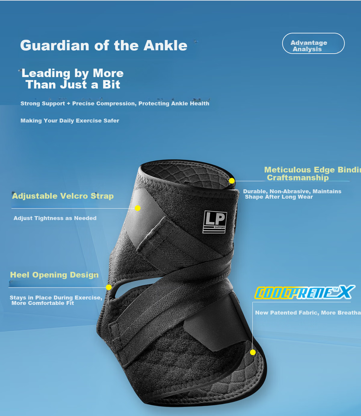 LP 757CA Breathable Adjustable Ankle Support for Running Cycling Volleyball Badminton Sports Single L/XL 8