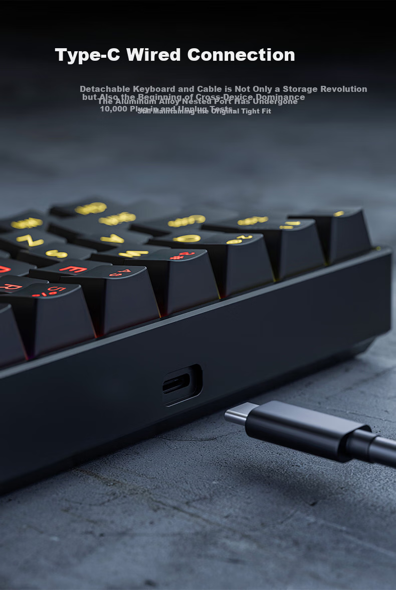 Founder K68 Wired Mechanical Gaming Keyboard RGB Backlit Portable Mechanical Keyboard Computer Tablet Peripheral Keyboard Office Typing E-sports Gaming Keyboard Red Switch 5
