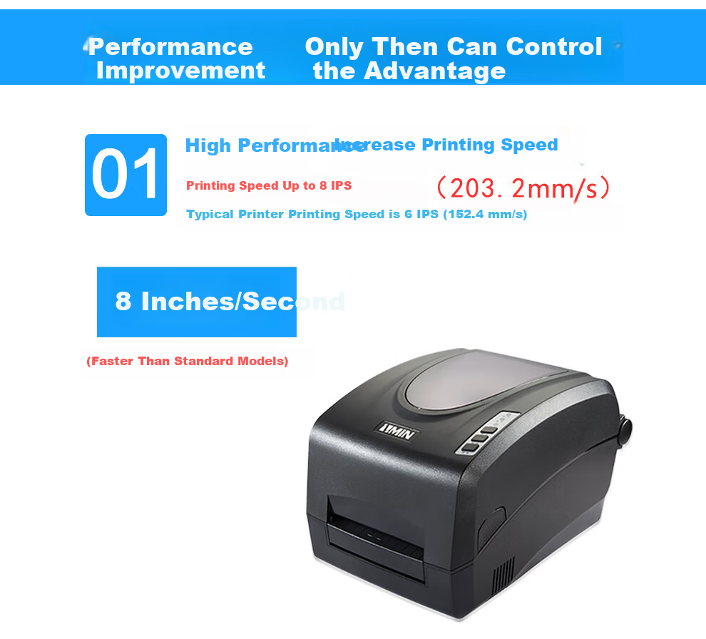 ZMiN X1i Thermal Transfer Adhesive Carbon Ribbon Label Printer 300DPI [USB + Serial Port] Anti-Metal Fixed Asset QR Code Barcode Printer 1