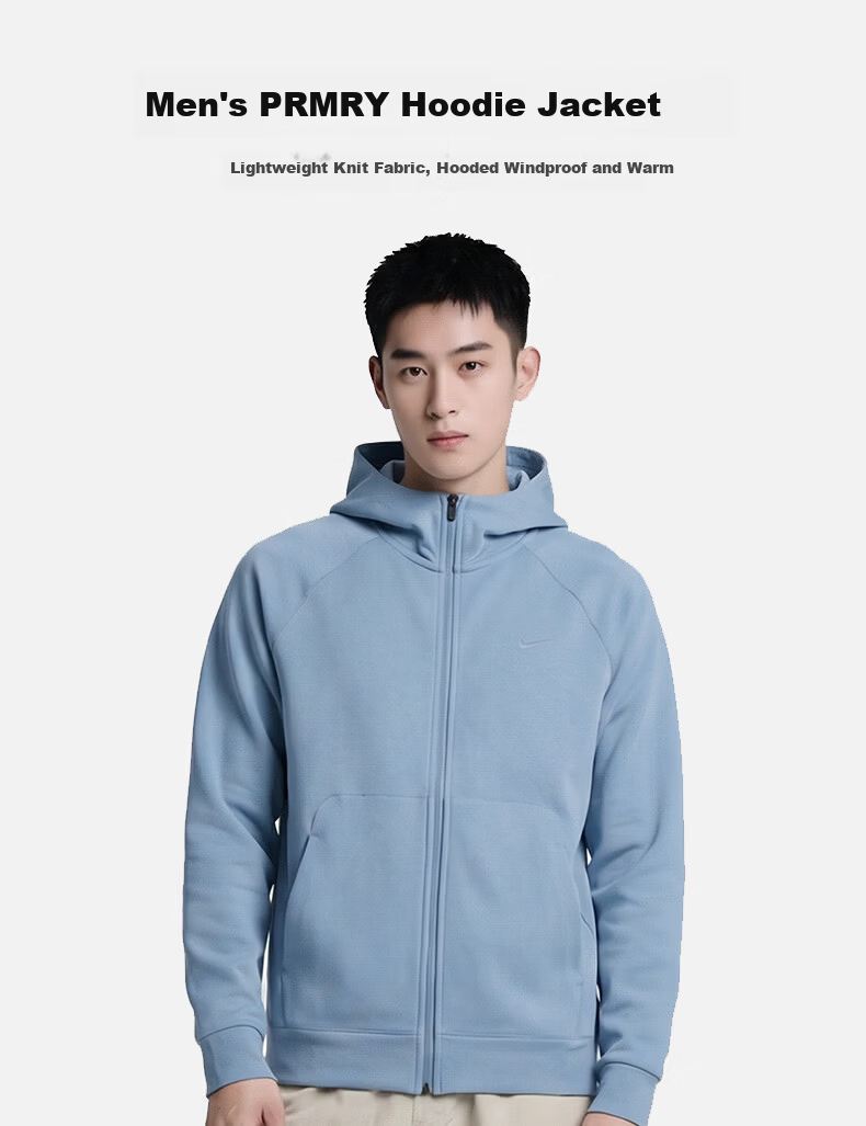 NIKE Men's Summer New Cotton-Feel Quick-Dry Sun Protection Hooded Jacket II1309-486 Blue 2XL 1