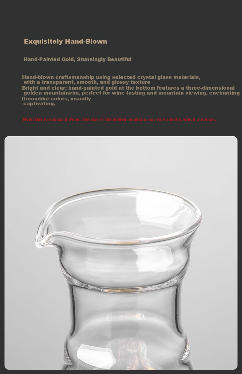 CLITON Gold Foil Premium Crystal Baijiu Glass Decanter Set with One-Bite High Stem Moutai Small Liquor Glasses Gift Box 7