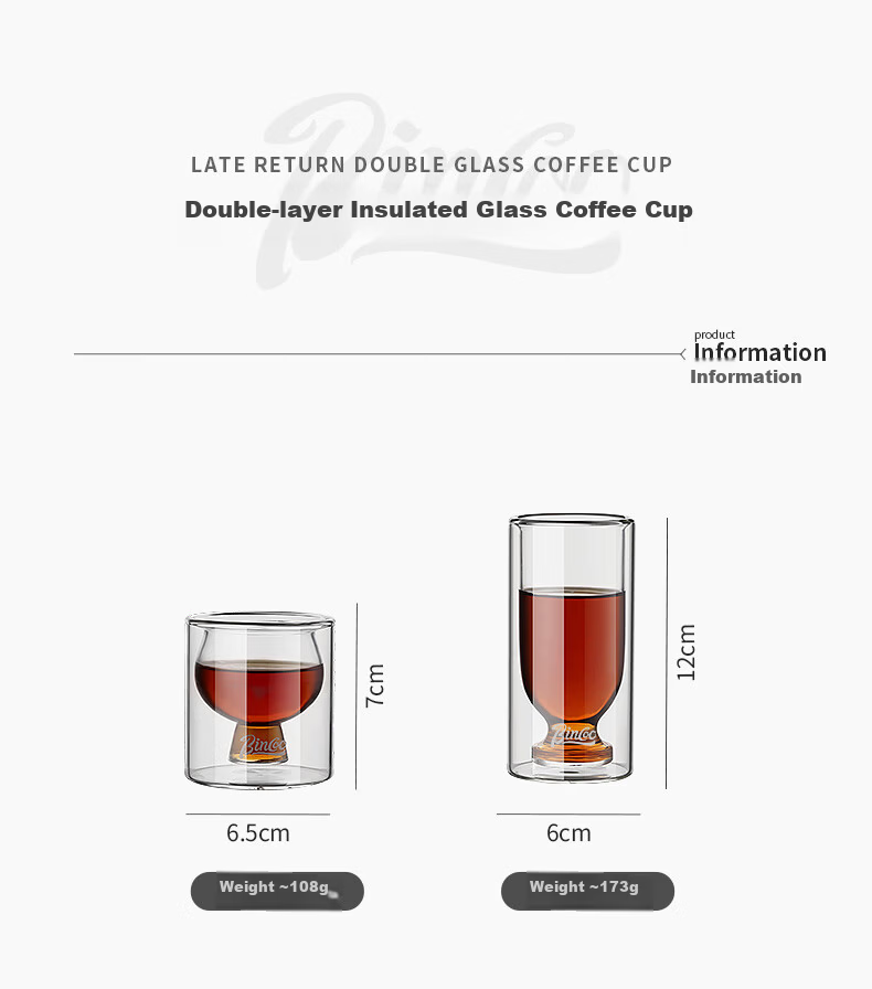 Bincoo High-Temperature Resistant Glass Coffee Cup, Stylish Ice Americano Latte Cup, Minimalist Exquisite Australian White Coffee Cup 8