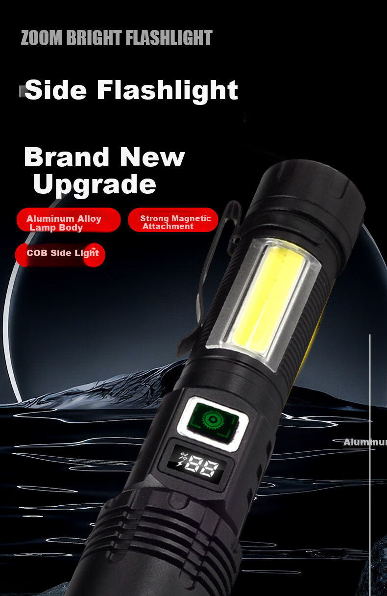 MAX LOAD Magnetic Rechargeable Mini Portable High Brightness Outdoor Flashlight with Side Light Multifunctional Work Repair Torch 1