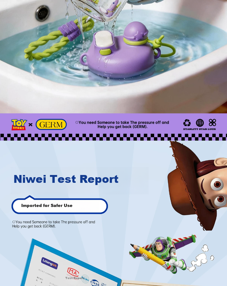 Germ Germ Gemi Toy Story Kids Purple Sports Portable Cloud Travel Cup (Buzz Lightyear) 15