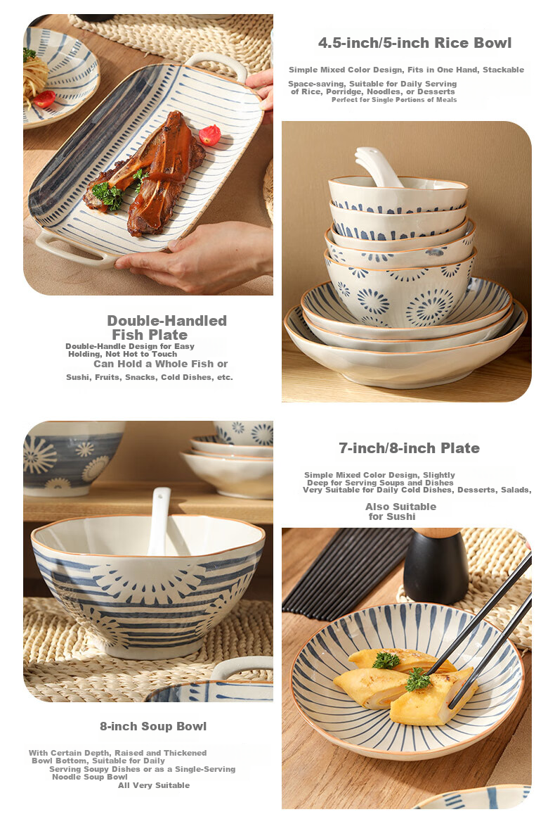Hechuanwu Japanese Style 20-Piece Mixed Color Ceramic Dinnerware Set 2026 New Home Moving Gift 5
