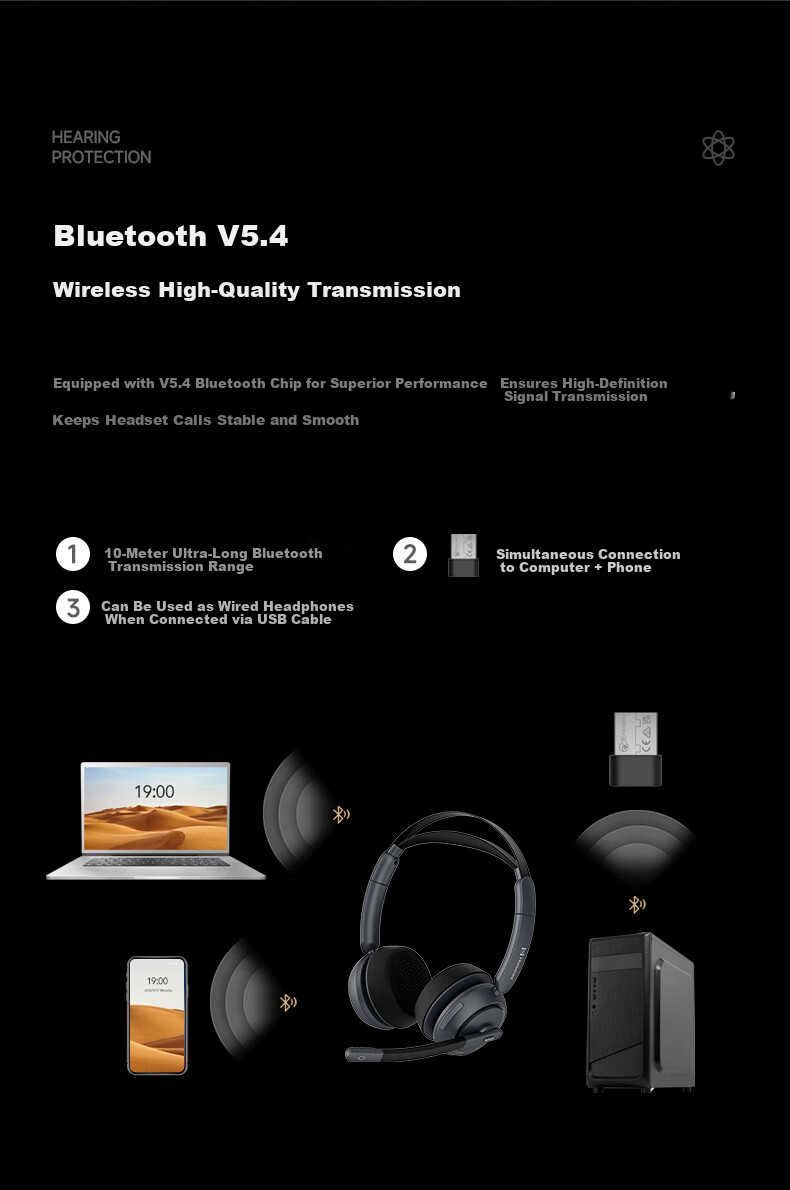 Hamedal HP21 Over-Ear Noise Cancelling Headphones Wired Headset for Office Meetings Customer Service Telemarketing Computer Phone Live Streaming Exams Online Classes with Microphone 3