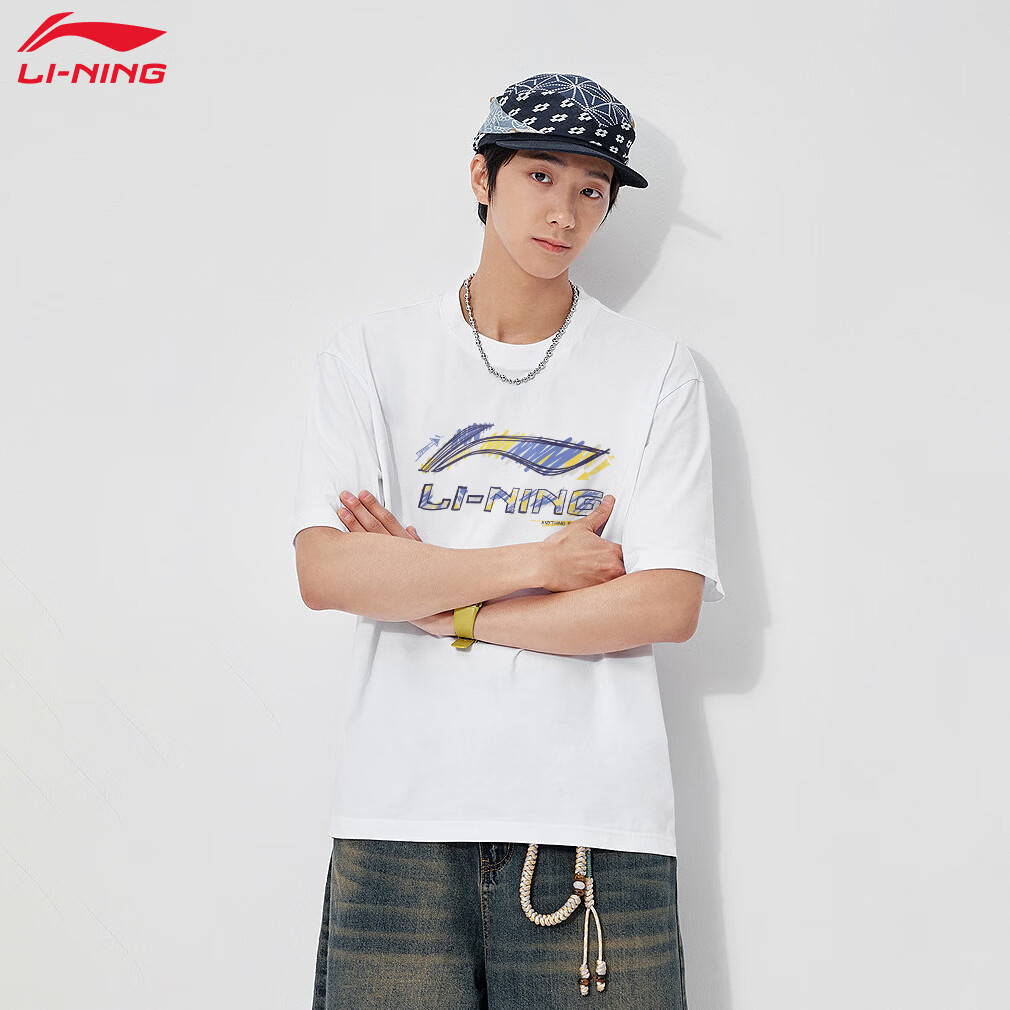 LI-NING Lightweight Breathable Men's Short Sleeve T-Shirt Casual Loose Fit Sportswear for Couples