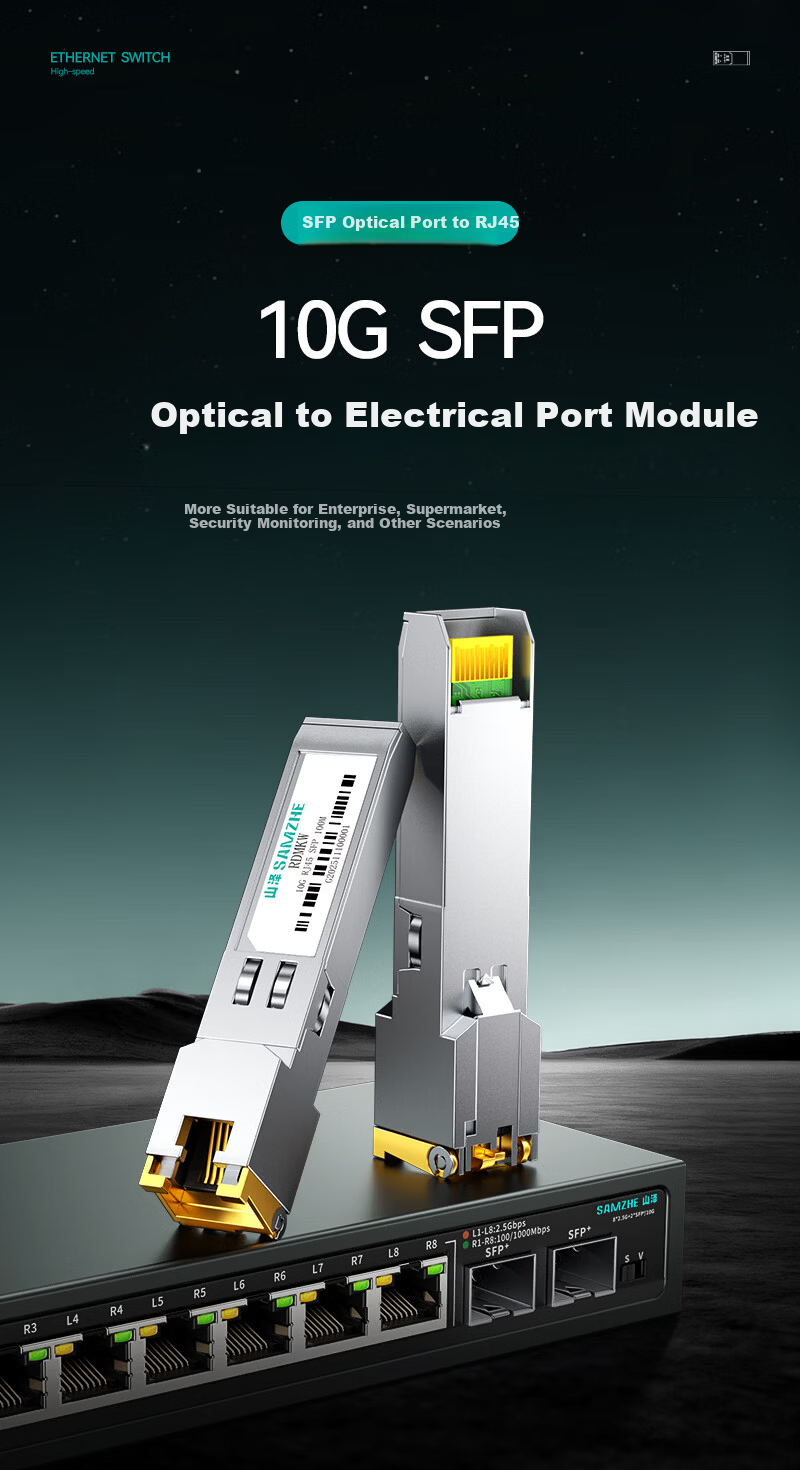 Sanze [Hot Sale Recommendation] 10G Optical to Electrical Module SFP+ 10G Ethernet Port Module Fiber to Network Port 10G/5G/2.5G Compatible with Huawei/H3C RDMKW 1
