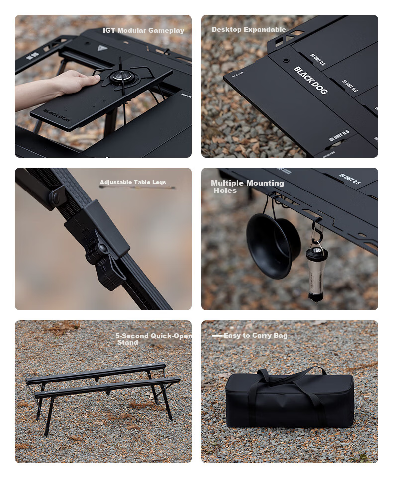 Black Dog Aluminum Alloy Tactical Camping Table Five-Unit Folding IGT Outdoor Portable Camping Table 1