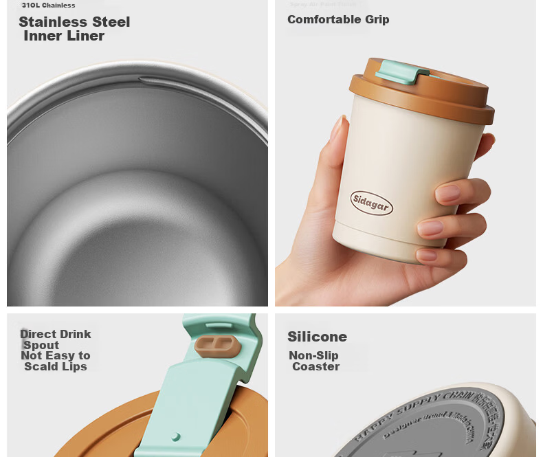 Shidajia Insulated Stainless Steel Women's Water Bottle Compact Portable Coffee Cup High-Value Car Mug 25