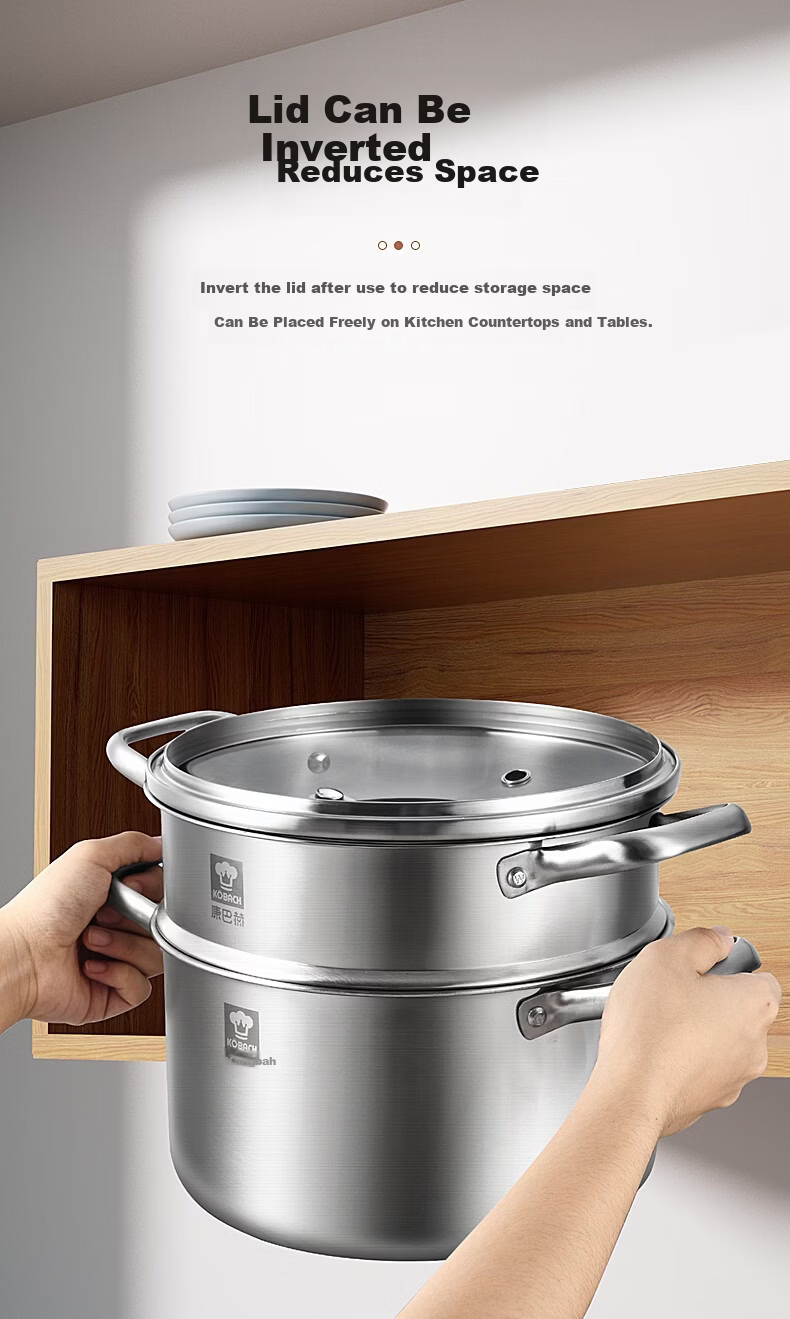 KOBACH German Style 3-Layer 32cm Thickened 304 Stainless Steel Steamer Pot Compatible with Induction and Gas Stoves 5