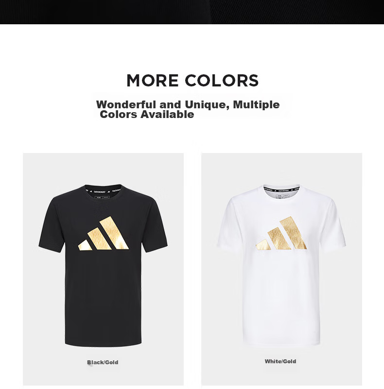Adidas Men's T-Shirt, Summer Sports Casual Breathable Short Sleeve, Fitness Running Loose Cotton Short Sleeve, White/gold, L 5