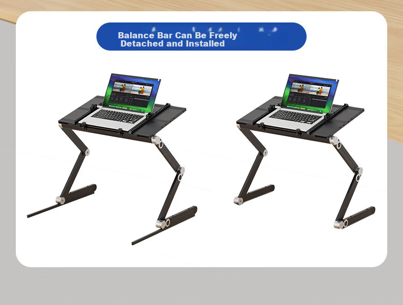 YINO Bed Laptop Table Foldable Lazy Stand Aluminum Portable Adjustable Laptop Desk Large Desktop TX Black 9