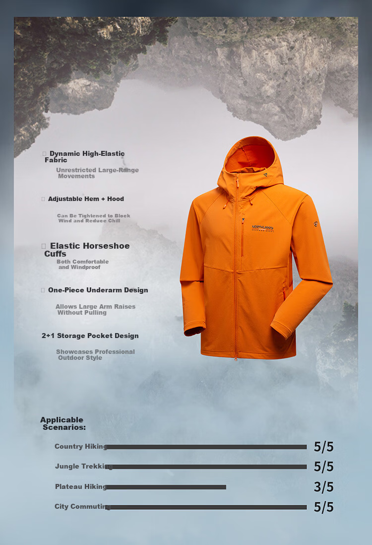 NORTHLAND Gangren 3.0 LT Men's Lightweight Softshell Jacket 2026 Spring Summer Outdoor Mountaineering Hiking Durable Stretch Thin Coat 3