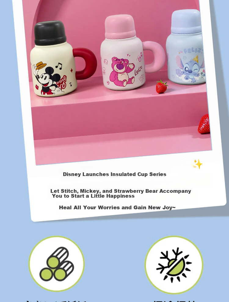 Disney Kids Insulated Water Bottle Portable 316 Stainless Steel 2026 New Dual Drinking Spout Straw Cup 3