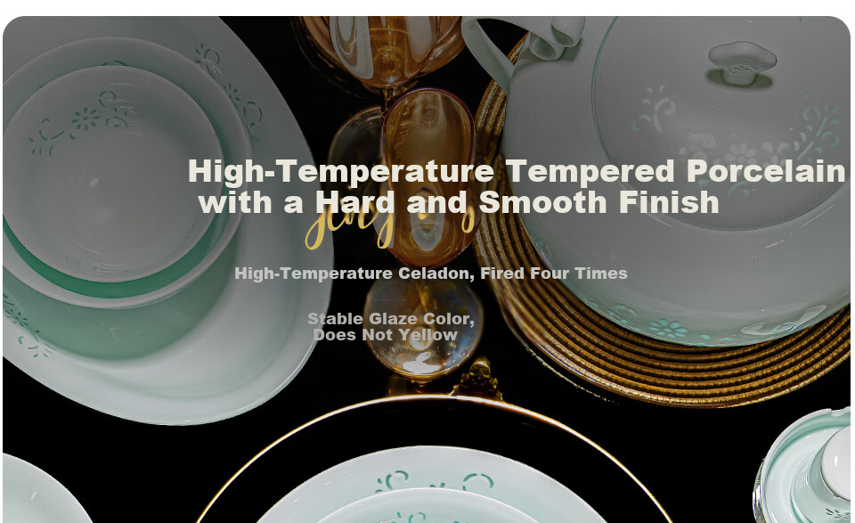 Chen Jing Dezheng Porcelain Celadon Exquisite Bowl and Plate Dinnerware Set Home Use 2026 New Bowl Set Housewarming Gift 7