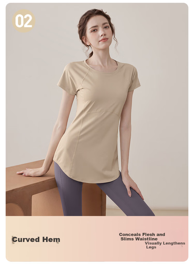 Youyou Yoga Wear Summer Women's High-End Slimming Gym Sports Short Sleeve Pilates J34007DY White S 6