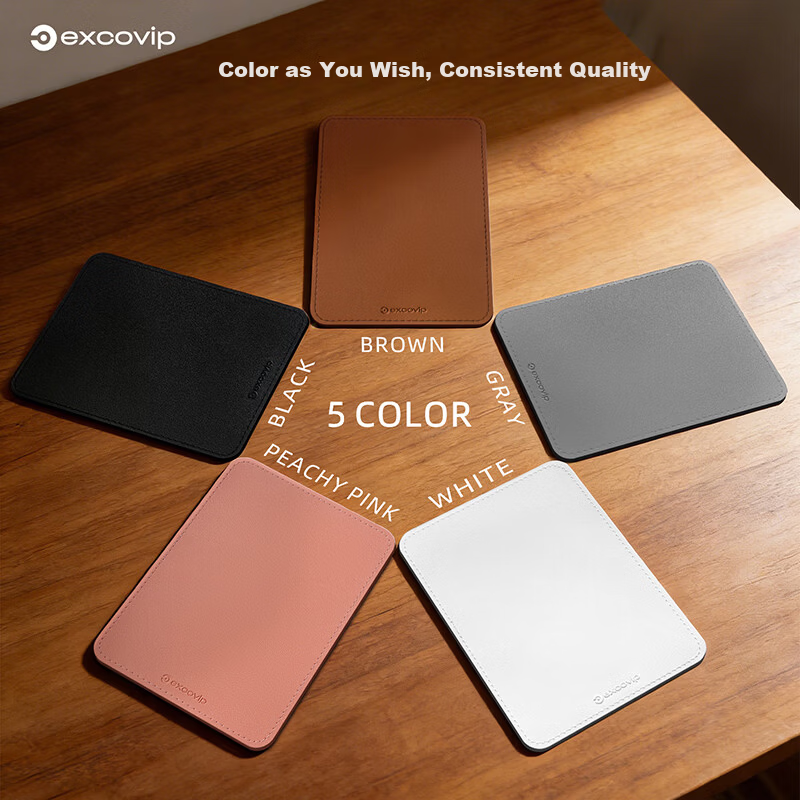 EXCO Vintage Orange Pink Leather Small Mouse Pad Portable Edge-Locked Waterproof Mini Mouse Mat Compact Office Use Unisex 1055