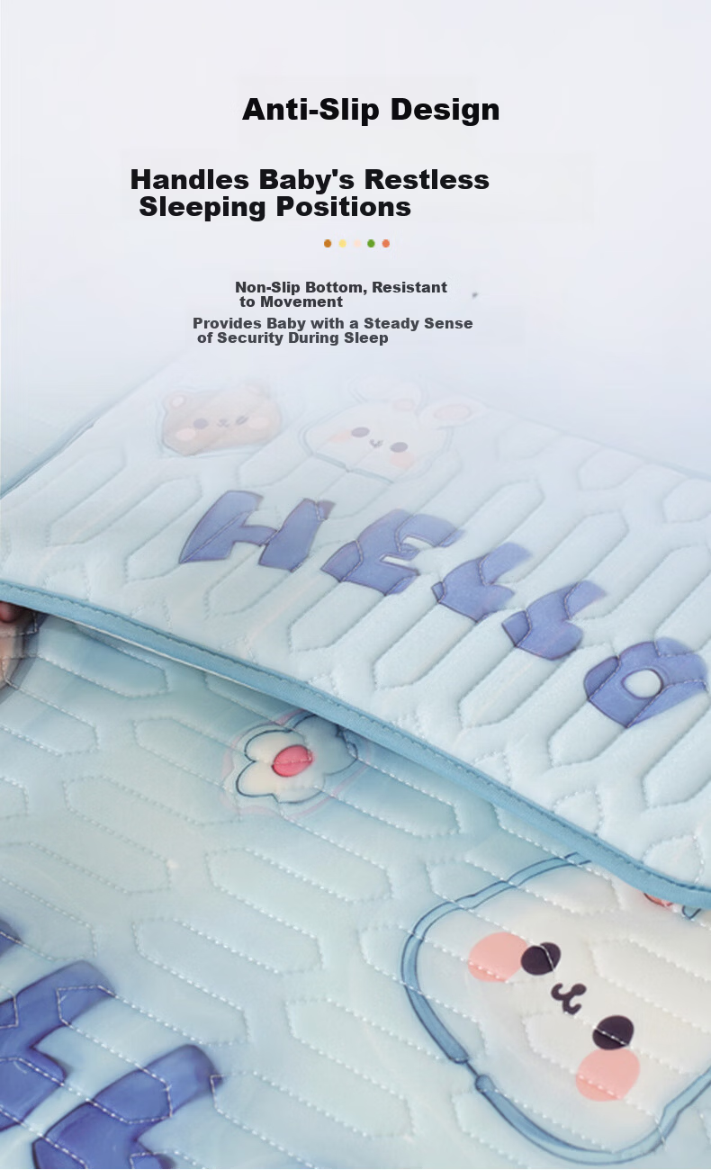Baby Cooling Mat Ice Silk Breathable Sweat-Absorbent Toddler Kindergarten Large Latex Cooling Mat Skateboard Dinosaur 7