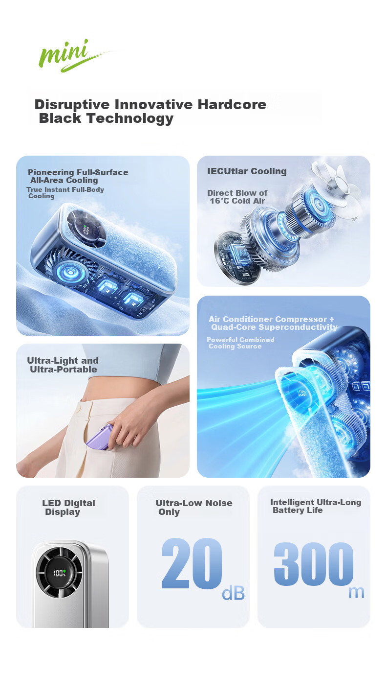 PolarBees Handheld Mini Fan | 100-Level Cooling | Ultra Mini Lightweight | 2026 New Long-Lasting High-Speed Portable Semiconductor Cooling Fan 10