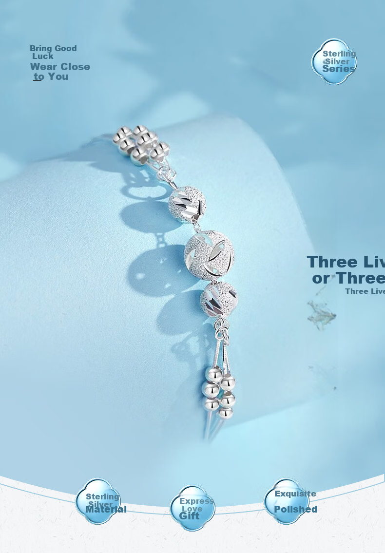 Sino Gem Three Lives Three Worlds Pure Silver Bracelet Women's 2026 New Sterling Silver Jewelry College Entrance Exam Blessing Graduation Gift for Girlfriend 1