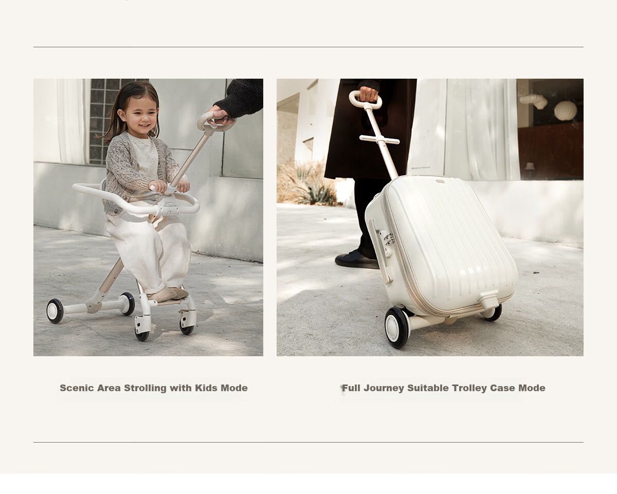 BEIESTATE Kids Travel Suitcase Toddler Ride-On Carry-On Luggage with Telescopic Handle Lazy Travel (No Guardrail Version) 7