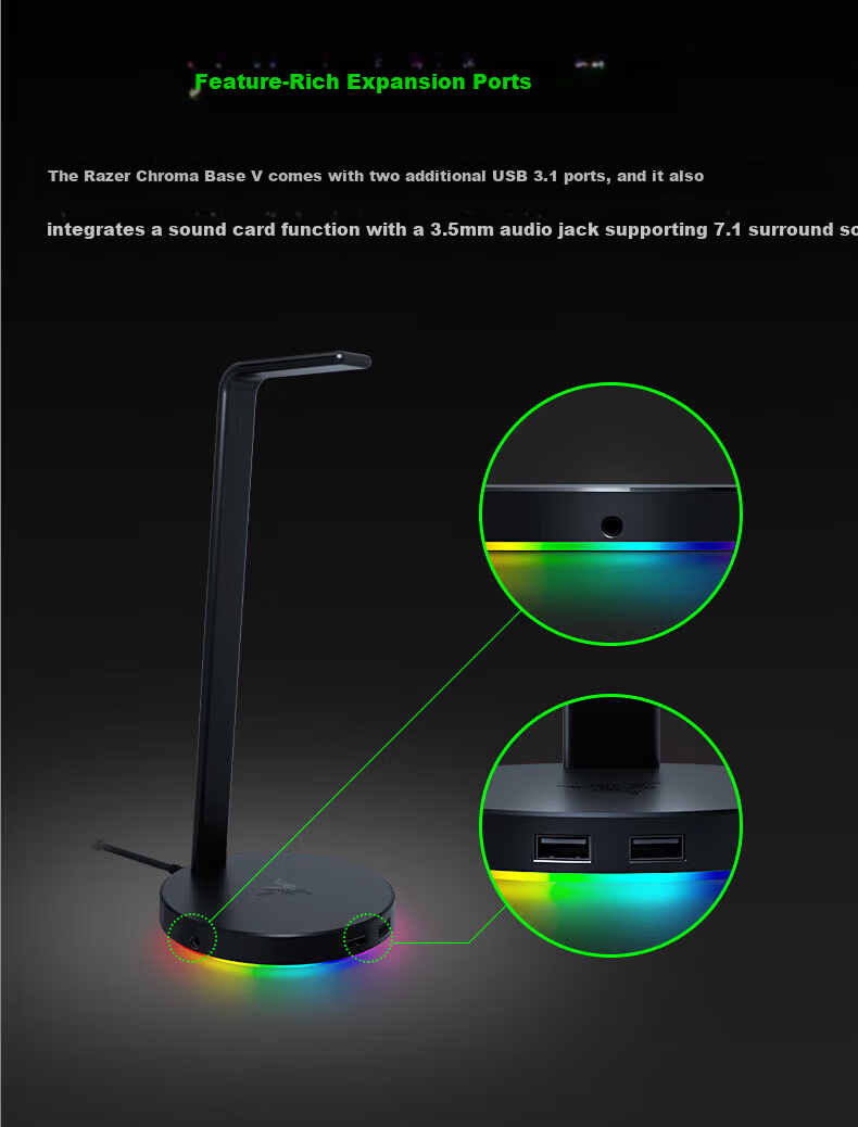 Razer Base V2 Chroma RGB USB Expansion Dock Headphone Stand Pink Crystal 2