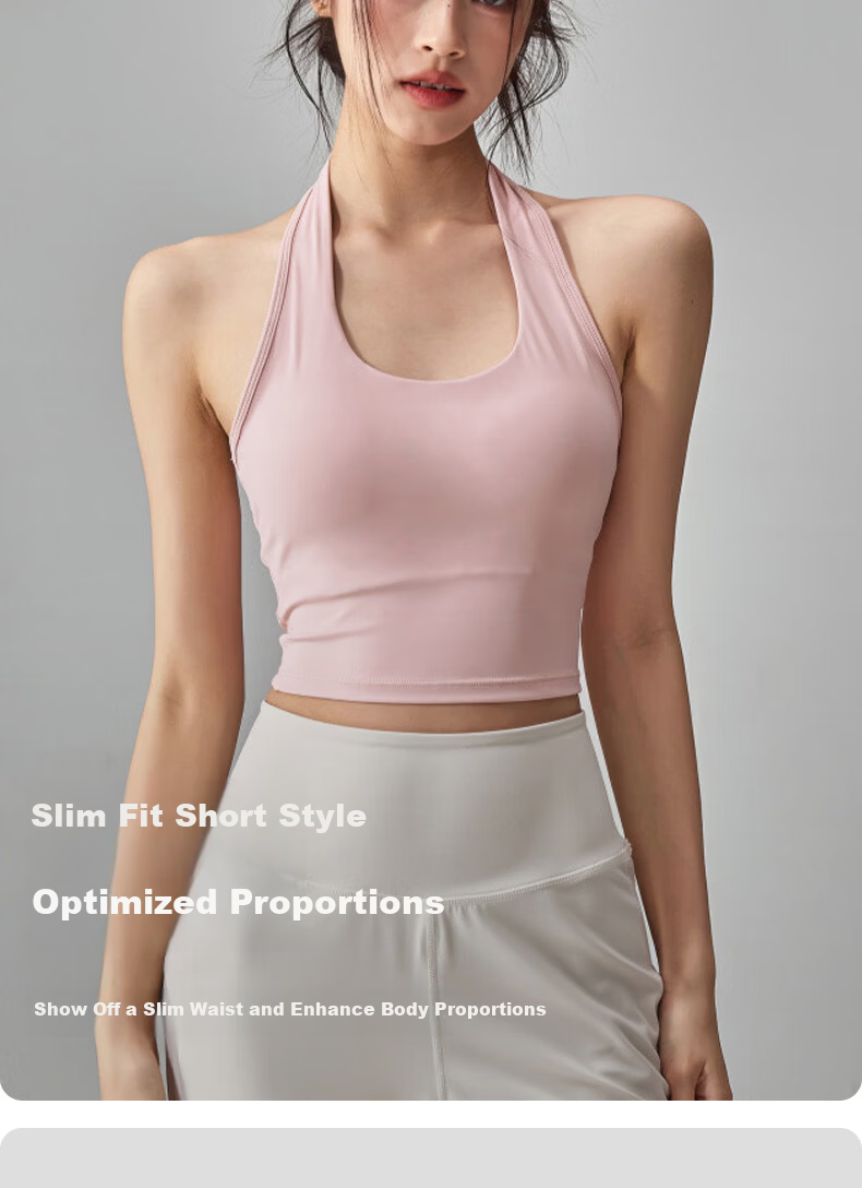 XUEXIMAN Neck-Hanging Sports Bra with Padded Back, Shockproof, Push-Up Pilates Fitness Vest for Spring and Summer 7
